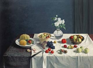Henk Helmantel - A Still Life With Fruits And Flowers
