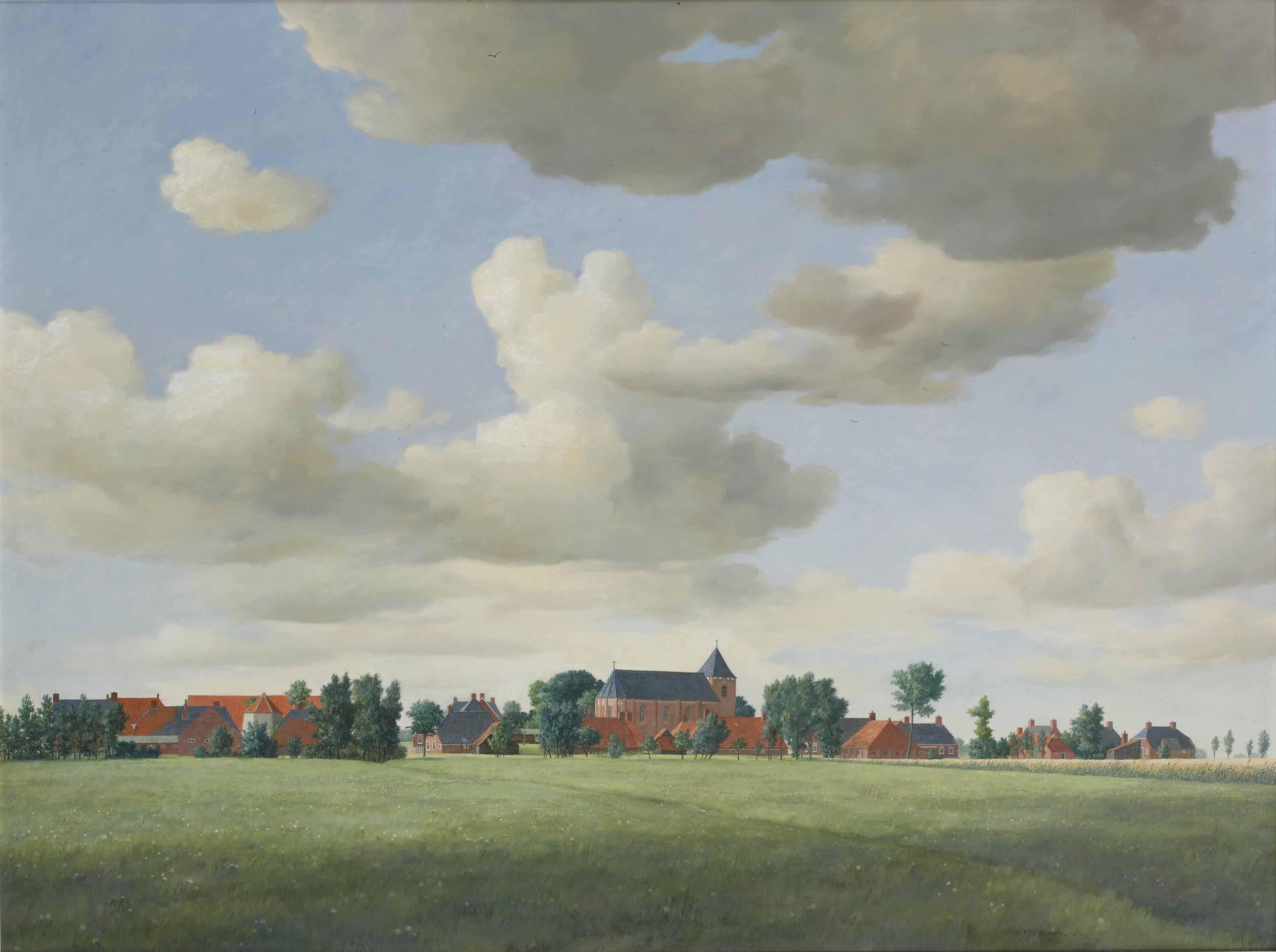 Henk Helmantel - A view of Huizinge, Groningen