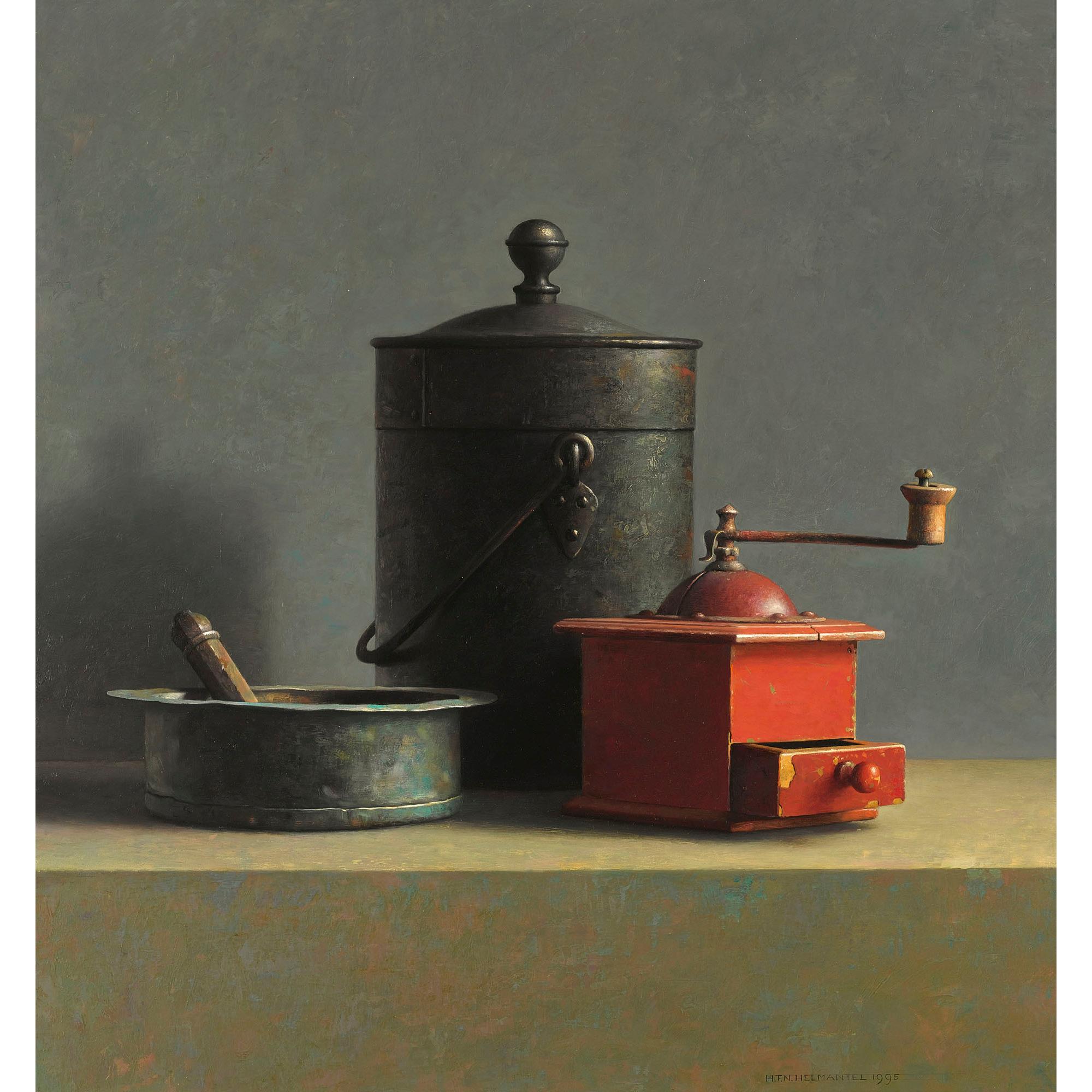 Henk Helmantel - Still Life With Red Coffee Mill