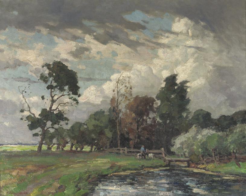 Henk van Leeuwen - Winderige dag aan de Broeksloot: feeding the goats, Woerden