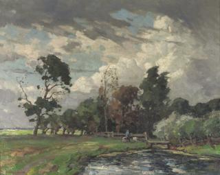 Henk van Leeuwen - Winderige dag aan de Broeksloot: feeding the goats, Woerden