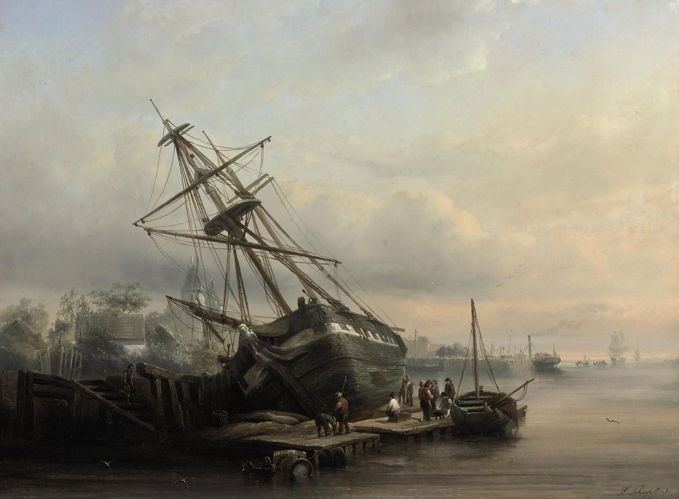 Henri Adolphe Schaep - Making repairs in the shipyard