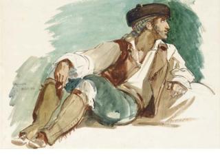 Henri-Alexandre-Georges Regnault - A Young Spaniard Reclining, Smoking A Cigarette