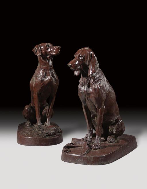 Henri-Alfred-Marie Jacquemart - Deux chiens assis