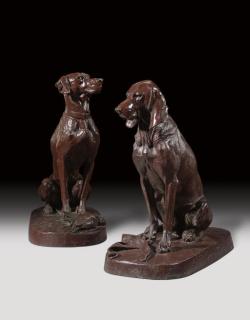 Henri-Alfred-Marie Jacquemart - Deux chiens assis