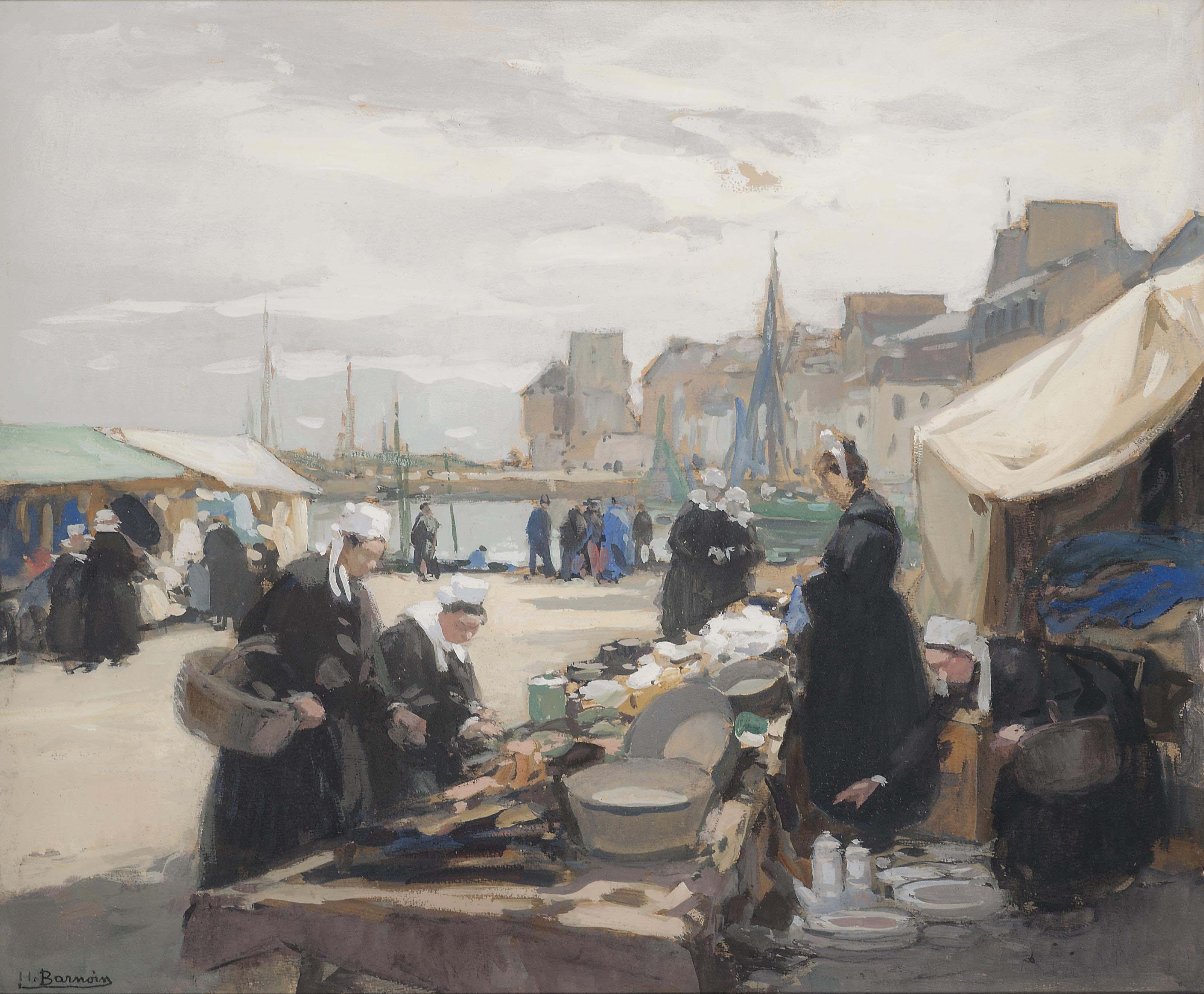 Henri Alphonse Barnoin - Bretons At A Market