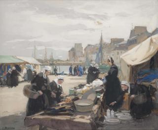 Henri Alphonse Barnoin - Bretons At A Market