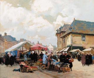 Henri Alphonse Barnoin - Market day, France