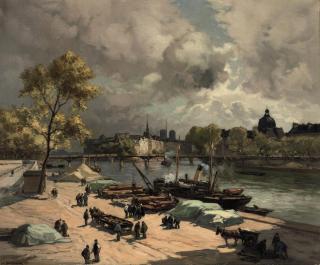 Henri Alphonse Barnoin - Port St. Nicolas, bords de Seine: on a quay along the Seine, Paris