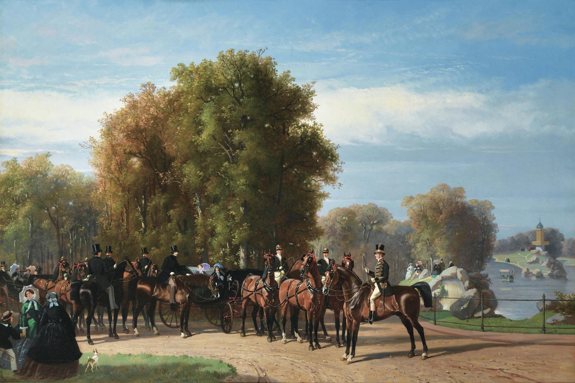 Henri-Auguste d\'Ainecy comte de Montpezat - Promenade De L\'Empereur Napoléon Iii Et De L\'Impératrice Au Bois De Boulogne