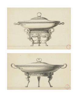 Henri Auguste - An Empire Style Vegetable Dish And Cover On Three Paw Feet With Attaches With A Swan’S Neck; And An Empire Style Vegetable Dish And Cover On Three Paw Feet With Attaches With A Lion’S Head