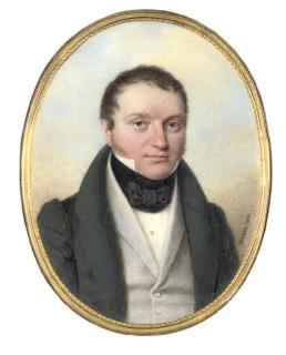 Henri Benner - Count Julius [Iulii Ivanovich] Stenbock (1812-1878), in green coat and pale grey waistcoat, black cravat tied in a bow; sky background