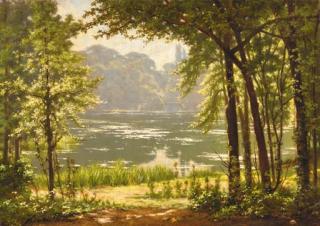 Henri Biva - A sun drenched river view
