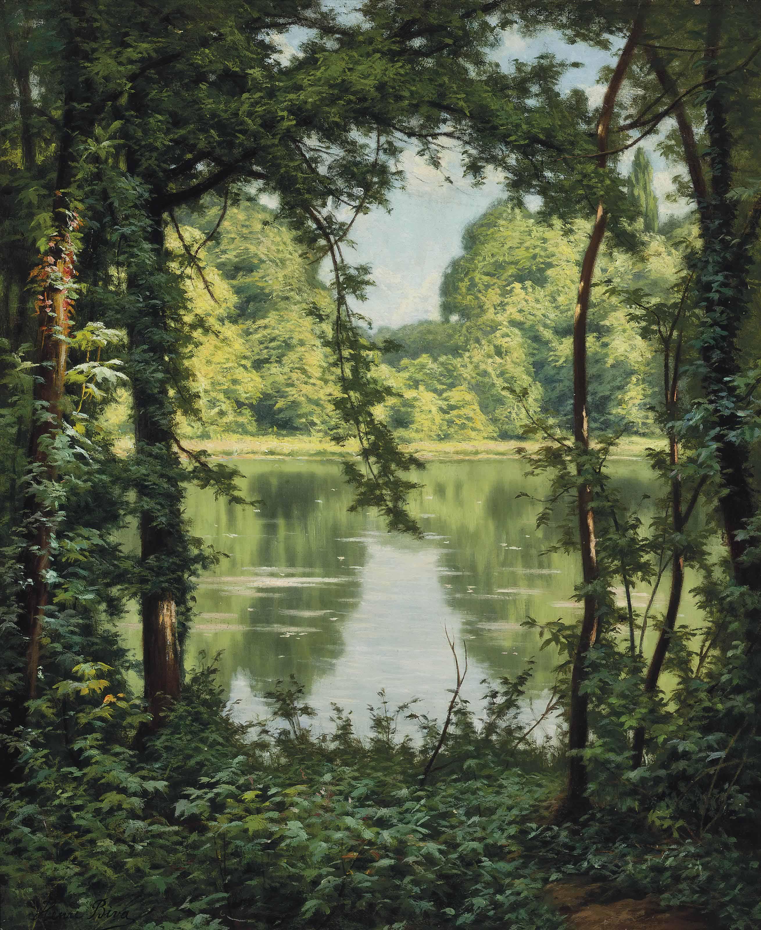 Henri Biva - A woodland lake