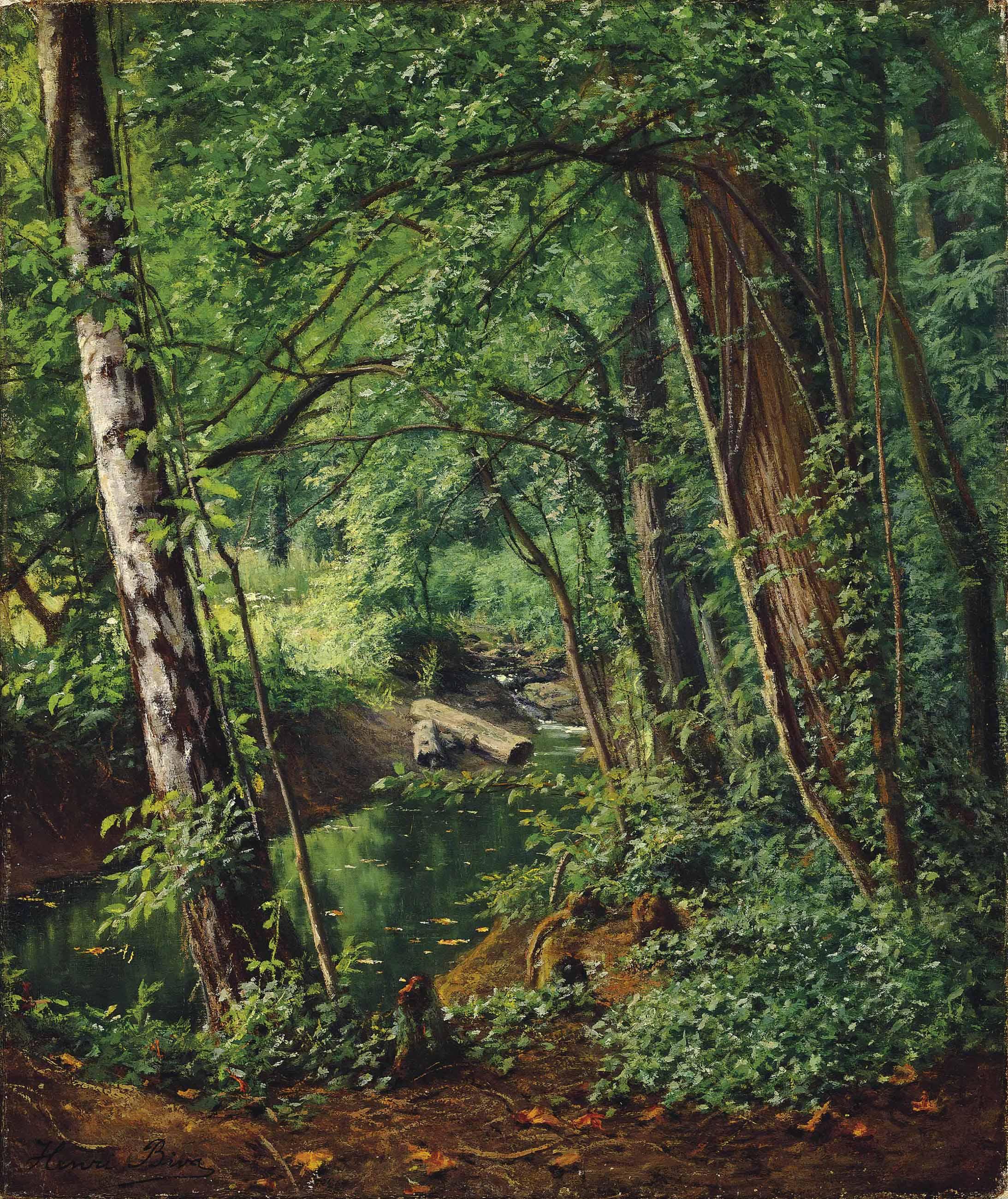 Henri Biva - A woodland stream