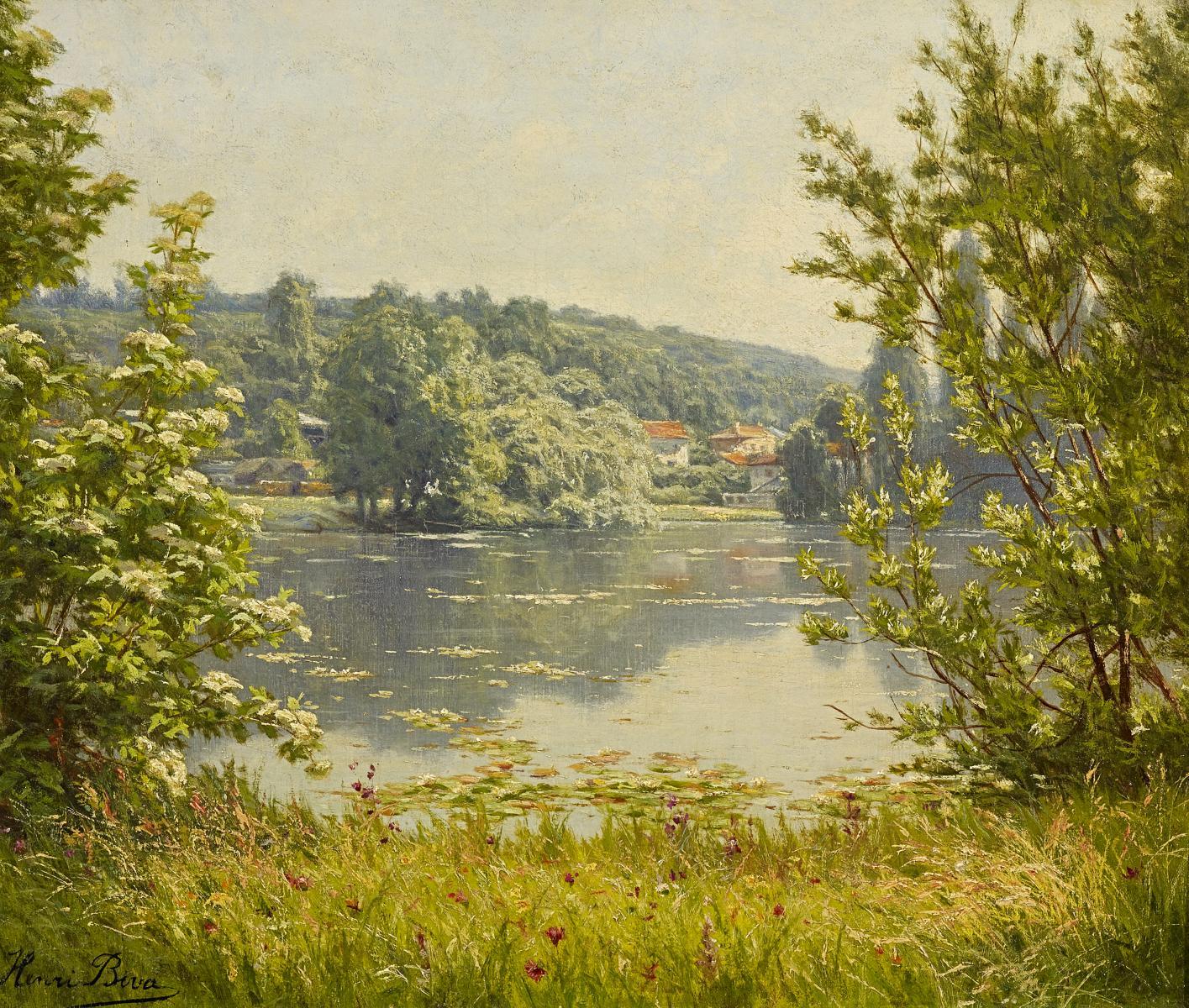 Henri Biva - Sommerliche Flusslandschaft.