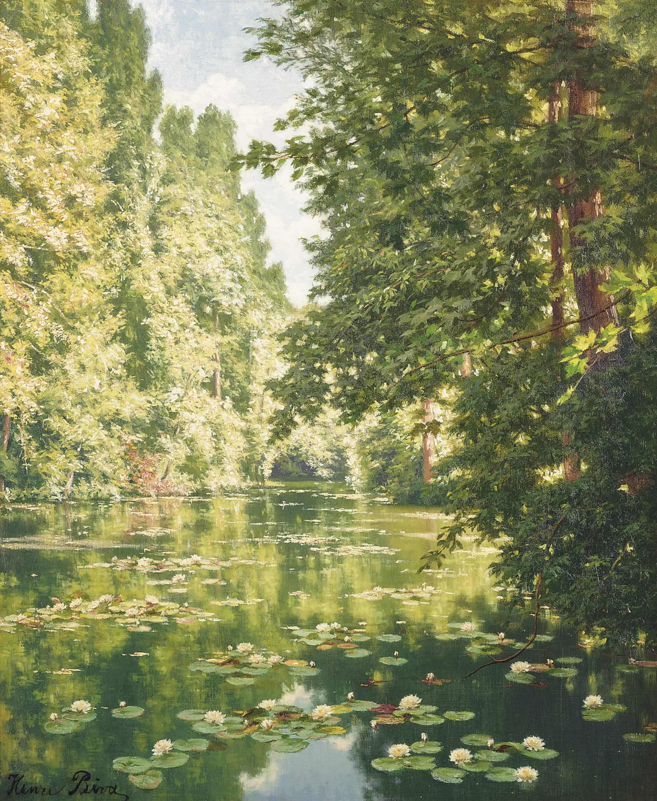Henri Biva - Water lilies on the Marne at Creteil