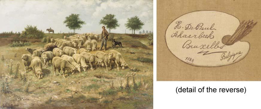 Henri De Beul - L\'arrivée d\'un troupeau de moutons au plateau de Koekelberg, Août