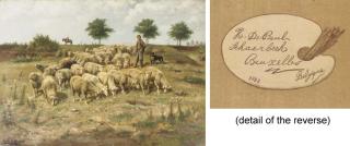 Henri De Beul - L\'arrivée d\'un troupeau de moutons au plateau de Koekelberg, Août