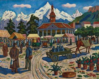 Henri De Saint-Delis - Le Vevey En Suisse, Paysage Animé