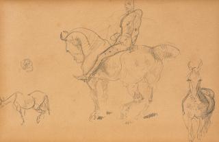 Henri de Toulouse-Lautrec - Cheval (recto); Cavalier et deux chevaux (verso)