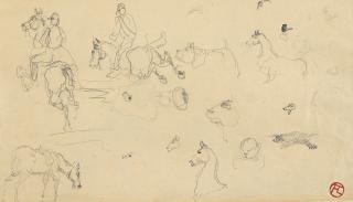 Henri De Toulouse-Lautrec - Croquis (recto); Cavalier à cheval (verso)