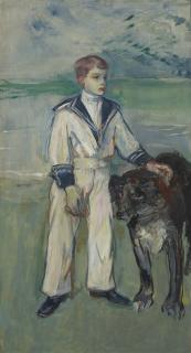 Henri De Toulouse-Lautrec - L\'enfant au chien, fils de Madame Marthe et la chienne Pamela-Taussat
