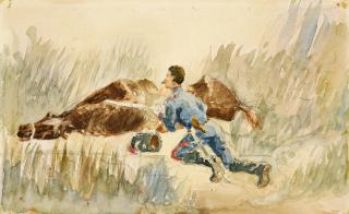 Henri De Toulouse-Lautrec - Manoeuvre de Cavalerie (recto); Paysan Assis (verso)