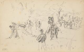 Henri De Toulouse-Lautrec - Manœuvre militaire (recto); Cavaliers et études diverses (verso)