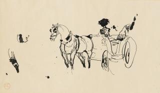 Henri De Toulouse-Lautrec - Page D\'Album : Voiture Attelée