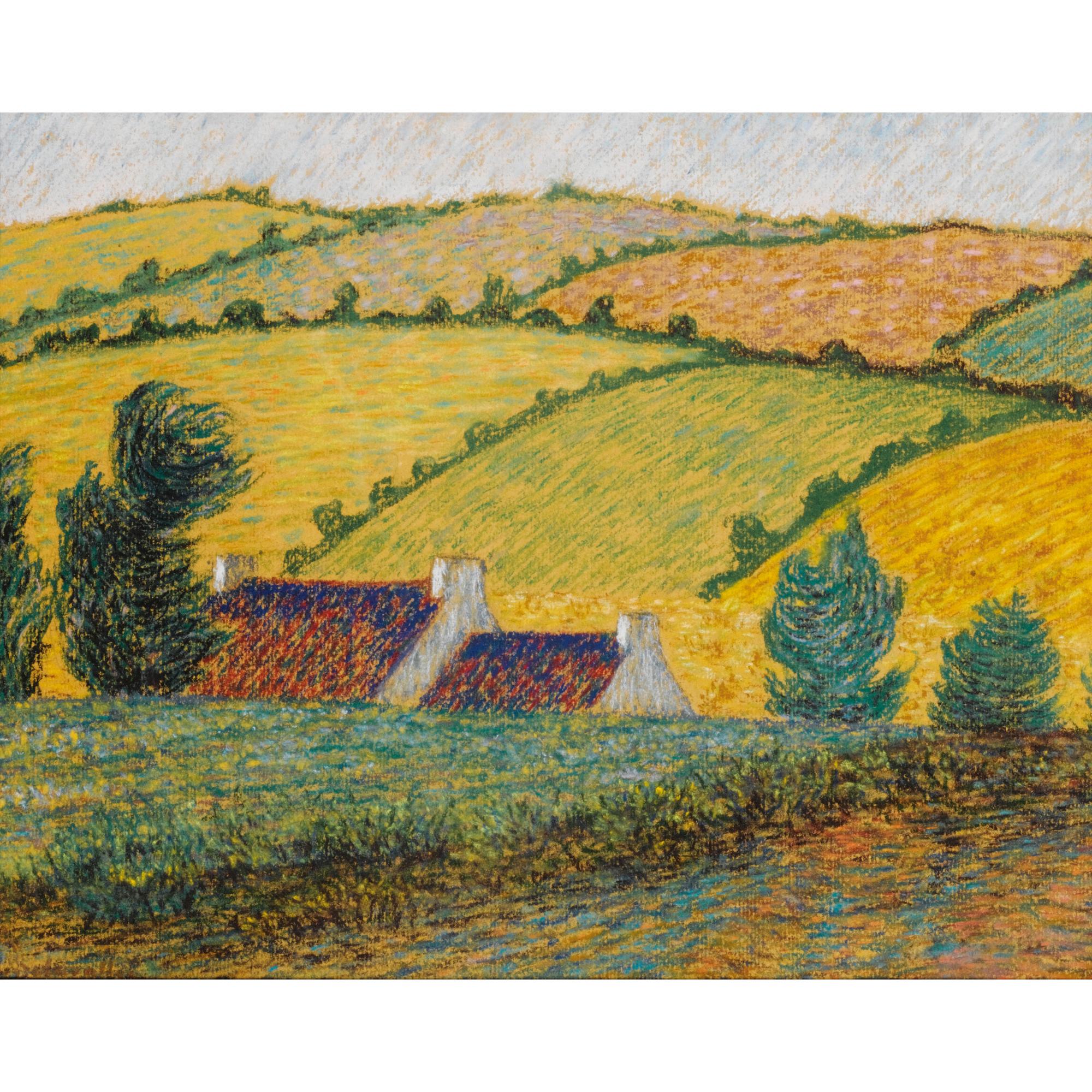 Henri Delavallée - Deux Chaumières Dans Un Paysage