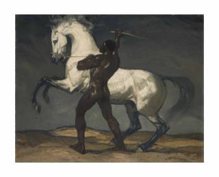 Henri Deluermoz - Homme retenant un cheval