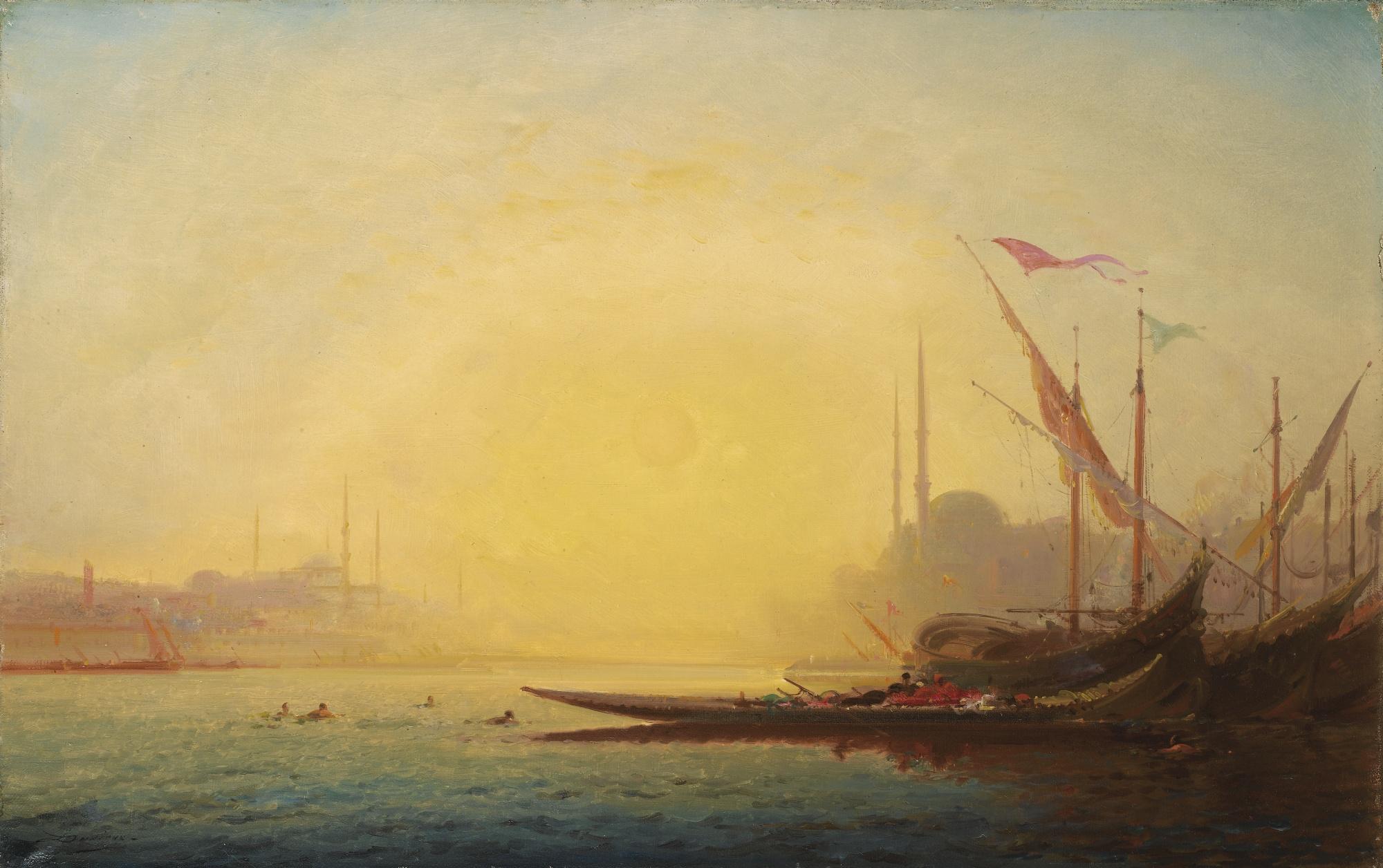 Henri Duvieux - Bateaux Sur Le Bosphorehenri Duvieux ; Boats On The Bosphorus ; Signed Lower Left ; Oil On Canvas
