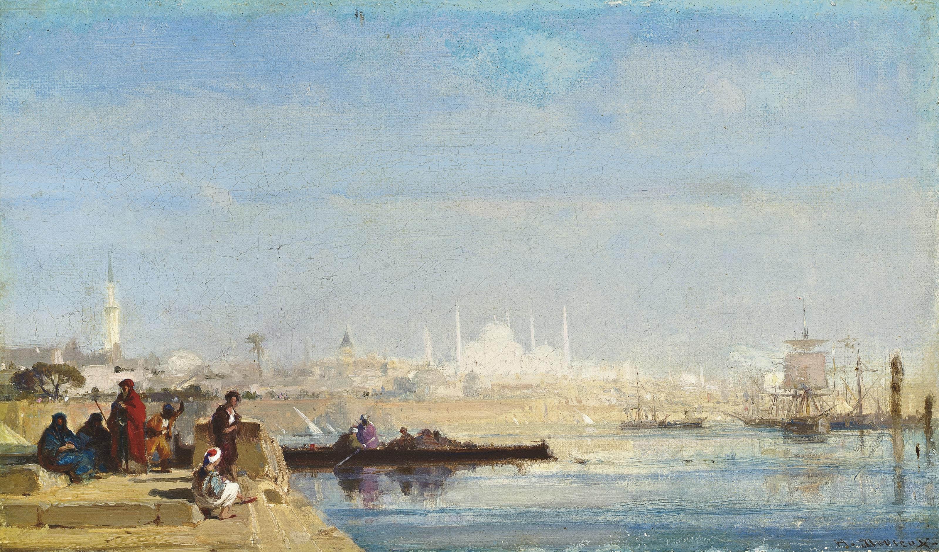 Henri Duvieux - Turks waiting at a quay on the Bosphourus, Istanbul