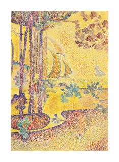 Henri Edmond Cross - Bord de mer et voiliers au loin, Etude pour L\'air du soir