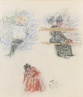 Henri Edmond Cross - Etude de trois figures (recto); Vue d\'une ville (verso)