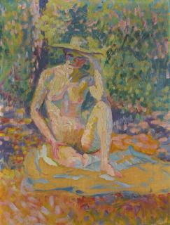Henri Edmond Cross - Étude Pour Nymphes: Femme Au Chapeau, Nu En Plein Air