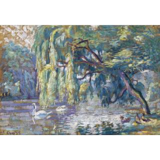 Henri Edmond Cross - Famille De Cygnes (Le Bois De Boulogne)