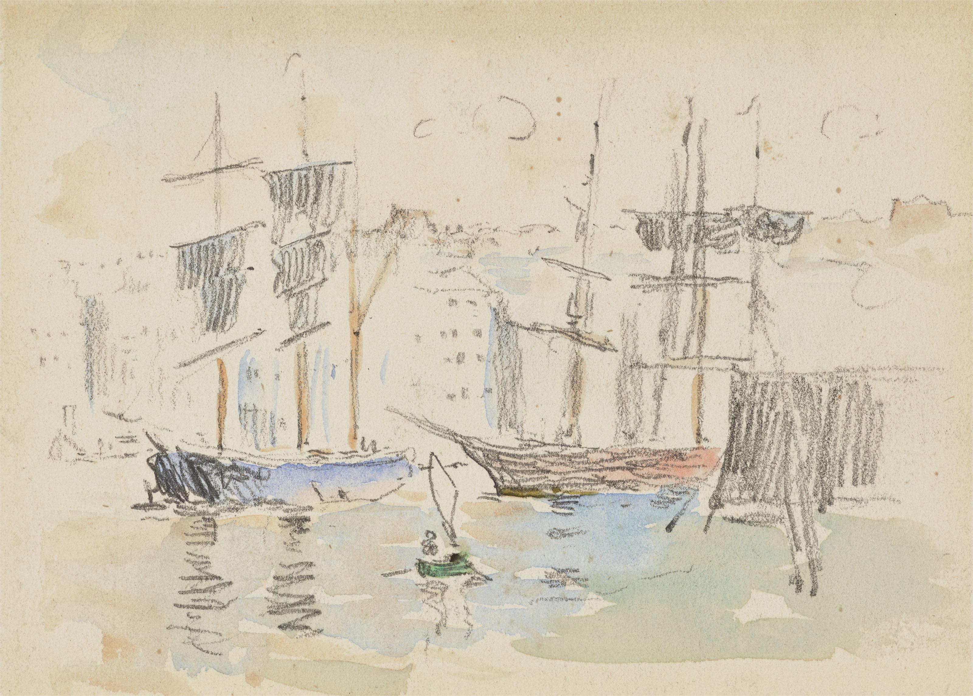 Henri-Edmond Cross - Le Voilier (i); Étude de voiliers (ii); Les bateaux au port (iii); Paysage de mer (iv)