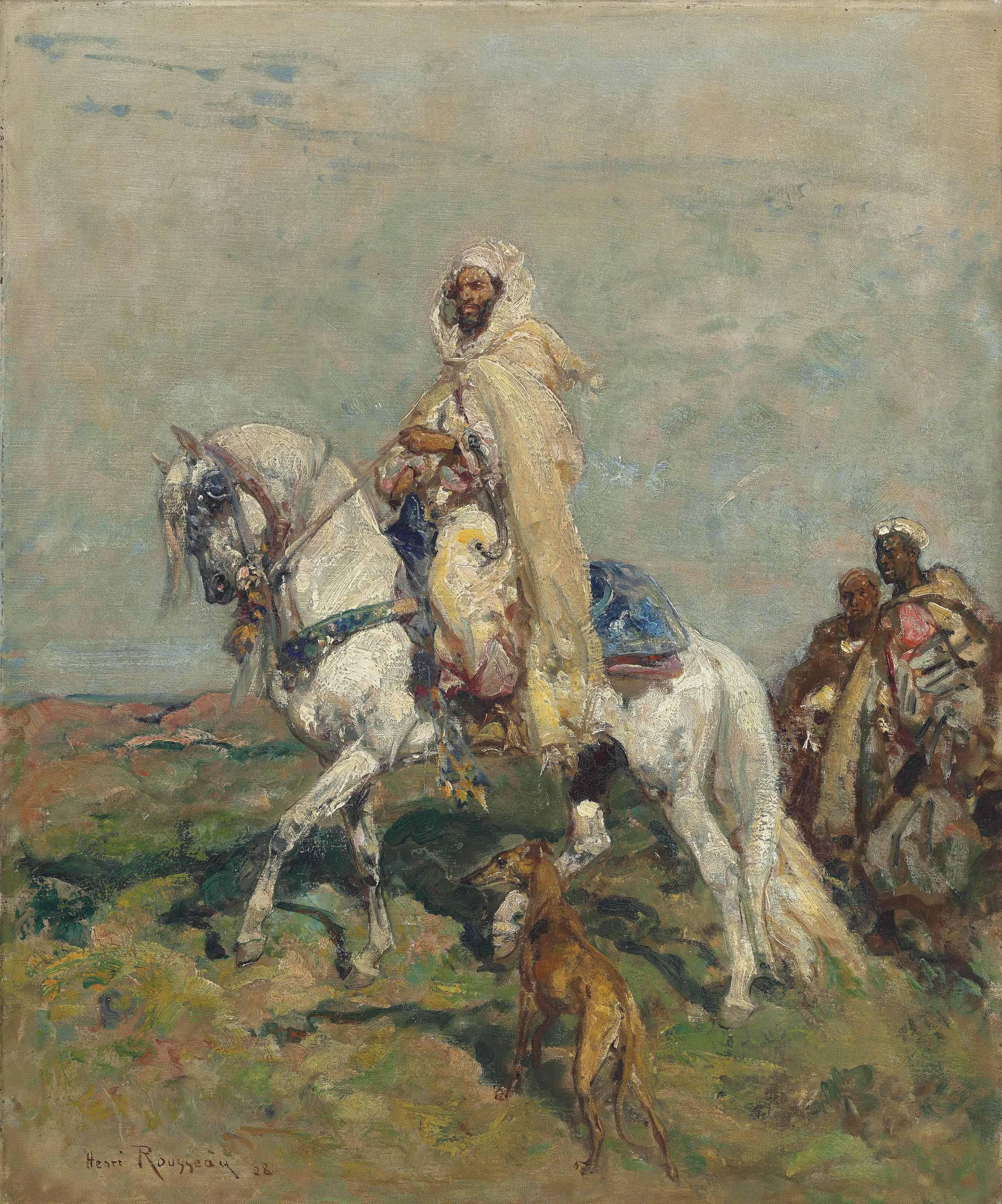 Henri Emilien Rousseau - A Chieftain Riding An Arab Stallion