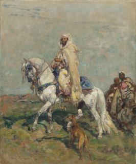 Henri Emilien Rousseau - A Chieftain Riding An Arab Stallion