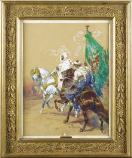 Henri-Emilien Rousseau - Le Pacha Et Son Porte-Étendardhenri-Emilien Rousseau ; The Pacha And His Standard Bearer ; Signed Lower Center ; Gouache, Watercolour And Charcoal On Paper