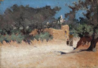 Henri Emilien Rousseau - Walking Along A Track, Monastir, Tunisia