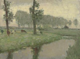 Henri Eugène Augustin Le Sidaner - La prairie au bord de l\'eau