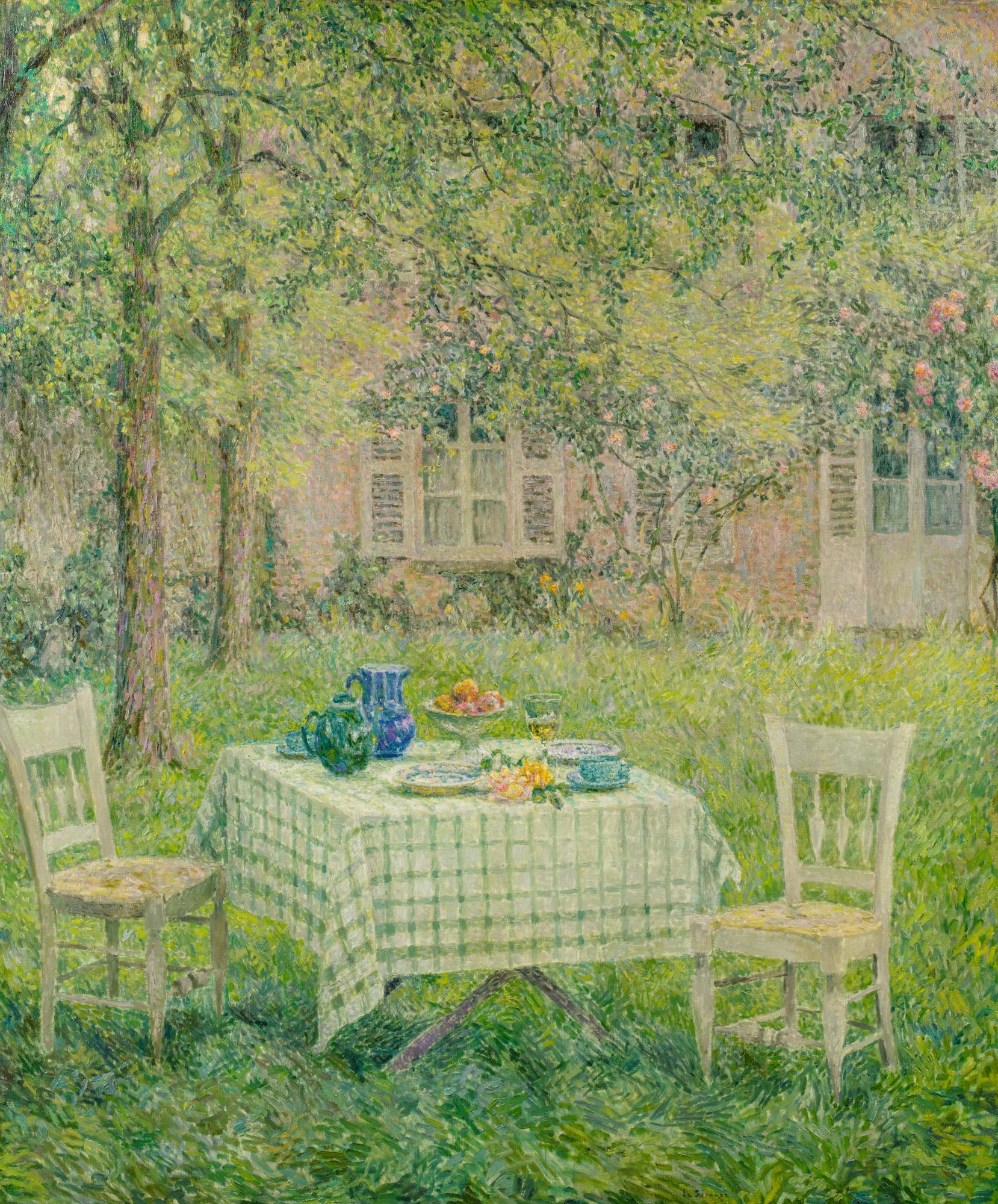 Henri Eugène Le Sidaner - La Table Dans La Verdure, Gerberoy
