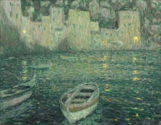 Henri Eugène Le Sidaner - Les Maisons Du Port Au Clair De Lune