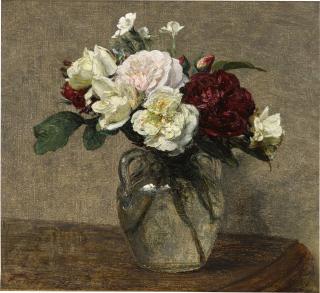 Henri Fantin-Latour - Bouquet de roses variées et œillets