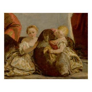 Henri Fantin-Latour - Deux Fillettes Jouant Avec Un Chien (Fragment Of Les Pèlerins D\'Emmaüs Copy After Veronese)
