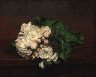 Henri Fantin-Latour - Fleurs, roses blanches
