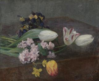 Henri Fantin-Latour - Jacinthes, Tulipes Et Pensées Posées Sur Une Table